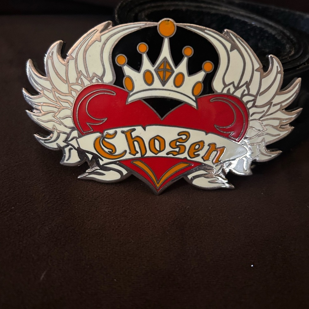 King Baby Studio Chosen Heart Belt Buckle - Red, Black, and Silver